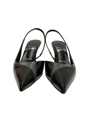 Christian Louboutin Posticha 80 Slingback Pumps Black Patent PVC- Size 37.5