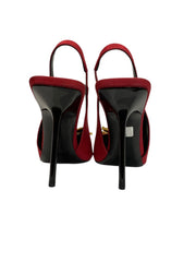 Saint Laurent Volver 115 Slingback Pumps Red Ivory Star Embellished - Size 37