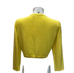 Oscar de la Renta Cropped Cardigan Set Luxury Silk Knit Multicolor Collection - Yellow Cardigan