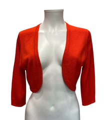Oscar de la Renta Cropped Cardigan Set Luxury Silk Knit Multicolor Collection - Orange Cardigan