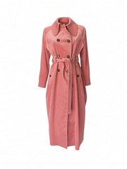 ALEXACHUNG Double-Breasted Cotton-Corduroy Trench Coat – Pink – Medium