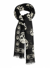 Alexander McQueen Black Skull Print Scarf – Iconic Luxury Edge | New with Tags