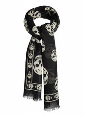 Alexander McQueen Black Skull Print Scarf – Iconic Luxury Edge | New with Tags
