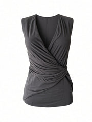 Alexander McQueen Sleeveless Draped Wrap Top – Black – Size 40