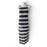 Alice + Olivia "Lucia" Crochet Lace Maxi Dress – Black & White – Size M
