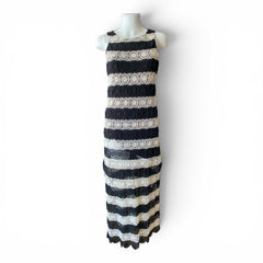 Alice + Olivia "Lucia" Crochet Lace Maxi Dress – Black & White – Size M