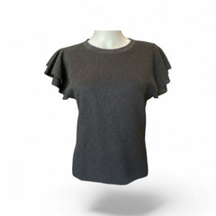 Alice + Olivia Sparkle Ruffle Sleeve Top – Black – Size Large
