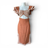 Andrés Otálora Habana Embroidered Linen Top & Midi Skirt Set – Size 6 / 4