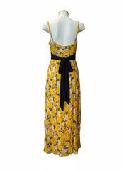 BCBGMaxAzria Accordion Pleated Maxi Dress – Yellow & Black – Size 6