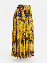 Ba&sh Yellow Pleated Printed Maxi Skirt – Size 2
