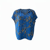 Balenciaga Abstract Print French Sleeve Blouse Blue – Size 40