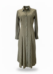 Blumarine Olive Green Button-Front Midi Dress – Romantic Italian Designer Dress – Size IT 44