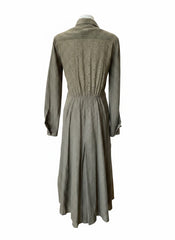 Blumarine Olive Green Button-Front Midi Dress – Romantic Italian Designer Dress – Size IT 44