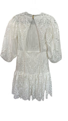 Borgo de Nor White Lace Open Back Dress 3/4 Sleeve Romantic - Size 10