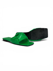 By Far Lima Knotted Leather Sandals – Green – Size 40