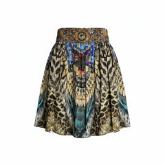 Camilla Printed Mini Skirt, Statement Silk Skirt - Size 2