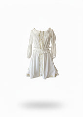 Caroline Constas White & Gold Embroidered Mini Dress - Size XS