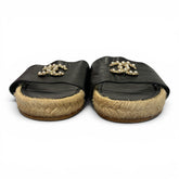 Chanel Pearl CC Lambskin Espadrille Slides - Size 38