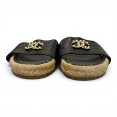 Chanel Pearl CC Lambskin Espadrille Slides - Size 38