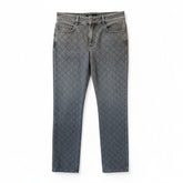Chanel Diamond-Quilted Slim Jeans – Washed Grey/Black – Size 42