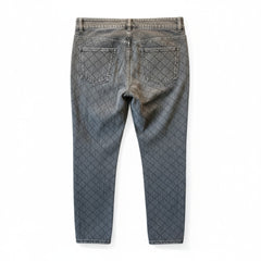Chanel Diamond-Quilted Slim Jeans – Washed Grey/Black – Size 42