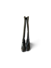 Chanel Black Leather Knee-High Boots with Block Heel – Size 40