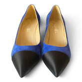 Chanel Two-Tone Suede Cap-Toe Pumps – Cobalt Blue & Black – Size 39