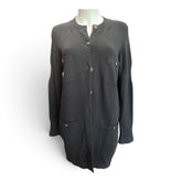 Chanel Long Knit Cardigan with Patch Pockets – Black – Size 42