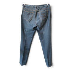 Chanel Blue Denim Jeans with CC Logo Back Pocket – Size 42