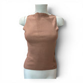 Chanel Pink Ribbed Knit Sleeveless Top with CC Logo