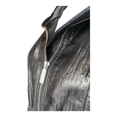 Chanel Satin-Effect Logo Track Jacket with Contrast Piping – Black, Blue & Ivory – Size 44