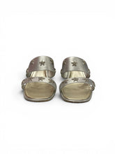 Chanel Silver Leather Star Embellished Slide Sandals - Size 38.5