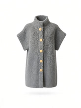 Chloé V6608 Grey Oversized Short-Sleeve Wool Coat – Size Small