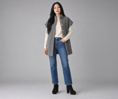 Chloé V6608 Grey Oversized Short-Sleeve Wool Coat – Size Small