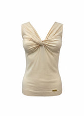 Christian Dior Sleeveless Knot Front Top – Light Salmon Pink Designer Knit Top – Size US 6