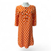 Diane von Furstenberg Printed Dress – Orange & Cream – Size 10