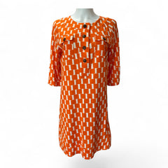 Diane von Furstenberg Printed Dress – Orange & Cream – Size 10