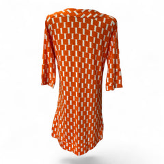 Diane von Furstenberg Printed Dress – Orange & Cream – Size 10