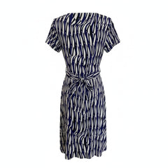 Diane von Furstenberg Zoe Dress Navy White Abstract Print - Size 8