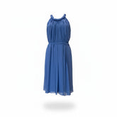 Diane von Furstenberg Blue Silk Halter Dress with Belt – Size 4
