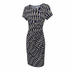 Diane von Furstenberg Zoe Dress Navy White Abstract Print - Size 8