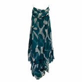 Diane von Furstenberg Lipari Teal Printed Silk Chiffon Gown - US 4