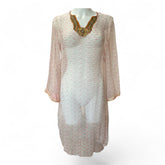 Delfina Embroidered Silk Kaftan – Pink – Size L