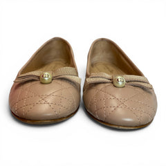 Dior Cannage Nude Quilted Calfskin Ballet Flats – Christian Dior Petal Bow Flats – Size 37
