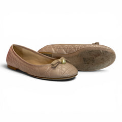 Dior Cannage Nude Quilted Calfskin Ballet Flats – Christian Dior Petal Bow Flats – Size 37