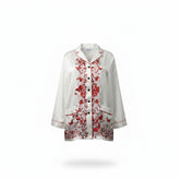 Christian Dior White Butterfly Print Blouse Elegant Designer Top - Size 12