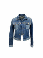 Christian Dior Cropped Denim Jacket Bee Logo Two-Tone Wash – Size IT 38