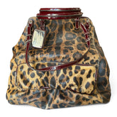 Dolce & Gabbana Leopard-Print Canvas Shoulder Bag – Brown & Burgundy