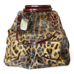 Dolce & Gabbana Leopard-Print Canvas Shoulder Bag – Brown & Burgundy