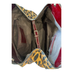 Dolce & Gabbana Leopard-Print Canvas Shoulder Bag – Brown & Burgundy